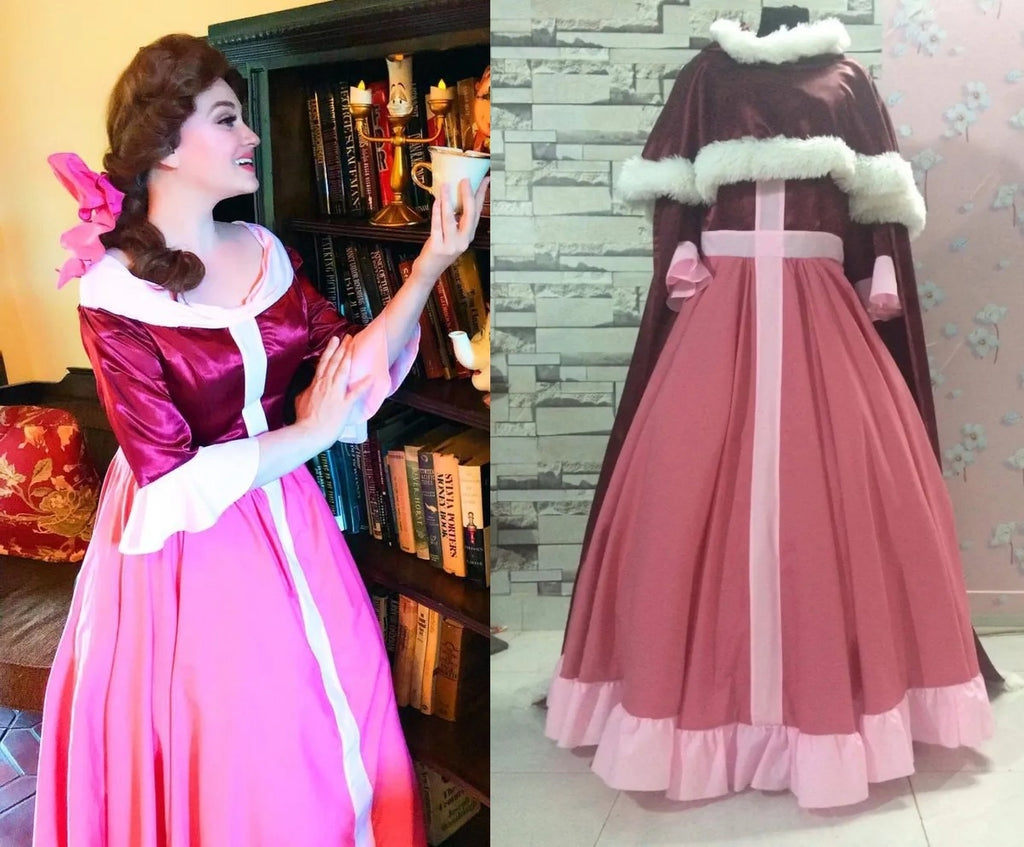 Winter Belle Dress with Cape Beauty and the Beast Belle Winter Adult C –  Mermaidcosplay