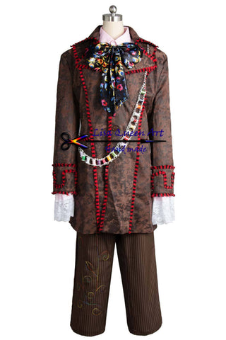 Costume Halloween Cosplay Costume Alice In Wonderland Johnny Depp Mad Hatter Jacket Pants Tie