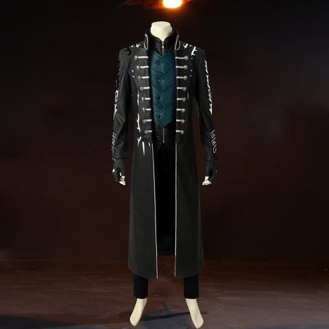 Cosplay costume Vergil Trench coat Boots Devil May Cry 5 Vergil