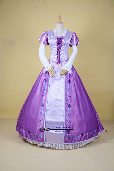 Cosplay Costume Tangled Rapunzel print Dress Princess Tangled Rapunzel