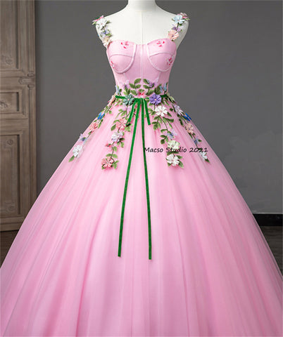 Flower fairy pink Princess Prom Dress Women Wedding Dress Prom Dress Party Dress Graduation Dress Birthday Gown