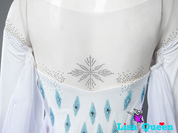 Elsa Coronation Dress Spangle White Dress Frozen 2 Elsa Cosplay Costume