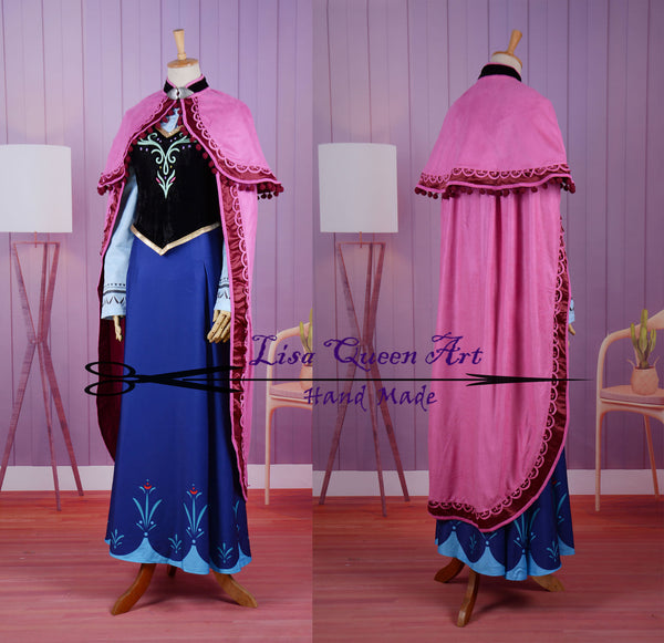 Costume Cosplay Adult birthday outfit Frozen Anna dress Anna Embroidered