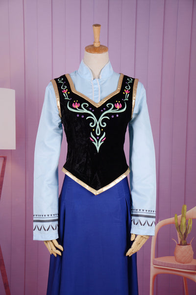 Costume Cosplay Adult birthday outfit Frozen Anna dress Anna Embroidered