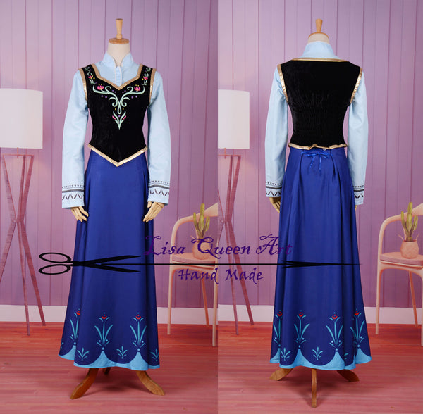 Costume Cosplay Adult birthday outfit Frozen Anna dress Anna Embroidered