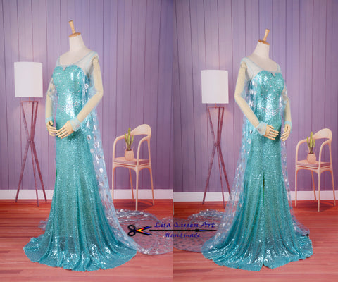 Elsa Coronation Cosplay Dress Spangle Dress Frozen Elsa Cosplay Costume