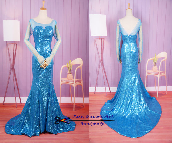 Elsa Coronation Cosplay Dress Spangle Dress Frozen Elsa Cosplay Costume