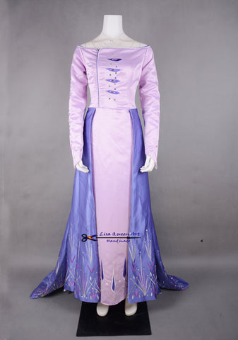 Frozen Elsa Embroidered violet Costume Frozen Elsa Queen Cosplay Costume Adult