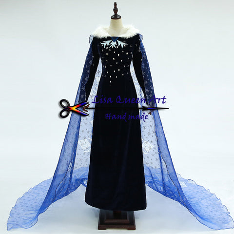 Frozen Elsa Cosplay Velvet Costume Custom Made Size Frozen Elsa Queen Cosplay Costume Adult