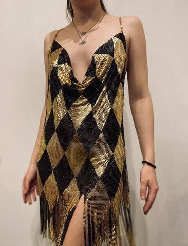 Harley Quinn Gold Dress Date Night Dress