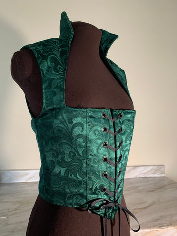 Hunter Green Brocade Renaissance costume