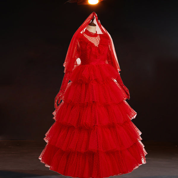 Cosplay Costume Lydia Red Wedding Dress Movie  Lydia Deetz