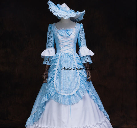 Medieval costume dress Blue 18th Century dress Court Gown Cinderella dress women lolita Cosplay Dress Girl Halloween costume