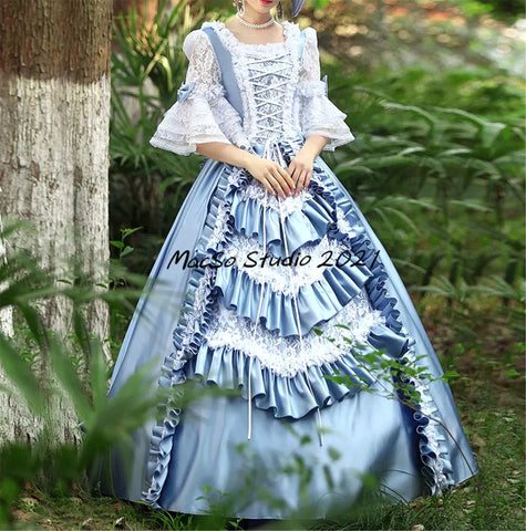 Medieval costume dress Blue 18th Century dress Court Gown STYLE princess dress women Baroque Cosplay Dress Girl Halloween costume