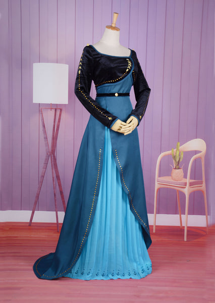 Moive Anna Embroidered Costume Queen Anna Princess Dress Frozen 2