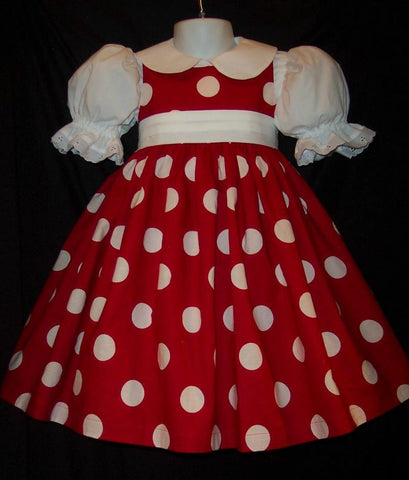 RED/white DOT Jumper Dress CUSTOM Size