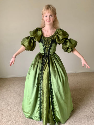 Moss Green Renaissance Wedding Gown Dress