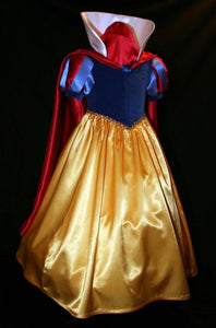 Exquisite SNOW WHITE Costume Gown with Bow and Cape GIrls Custom Sz