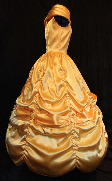 BELLE Adult Yellow Gold Satin Costume Gown MOM2RTK Custom Sz