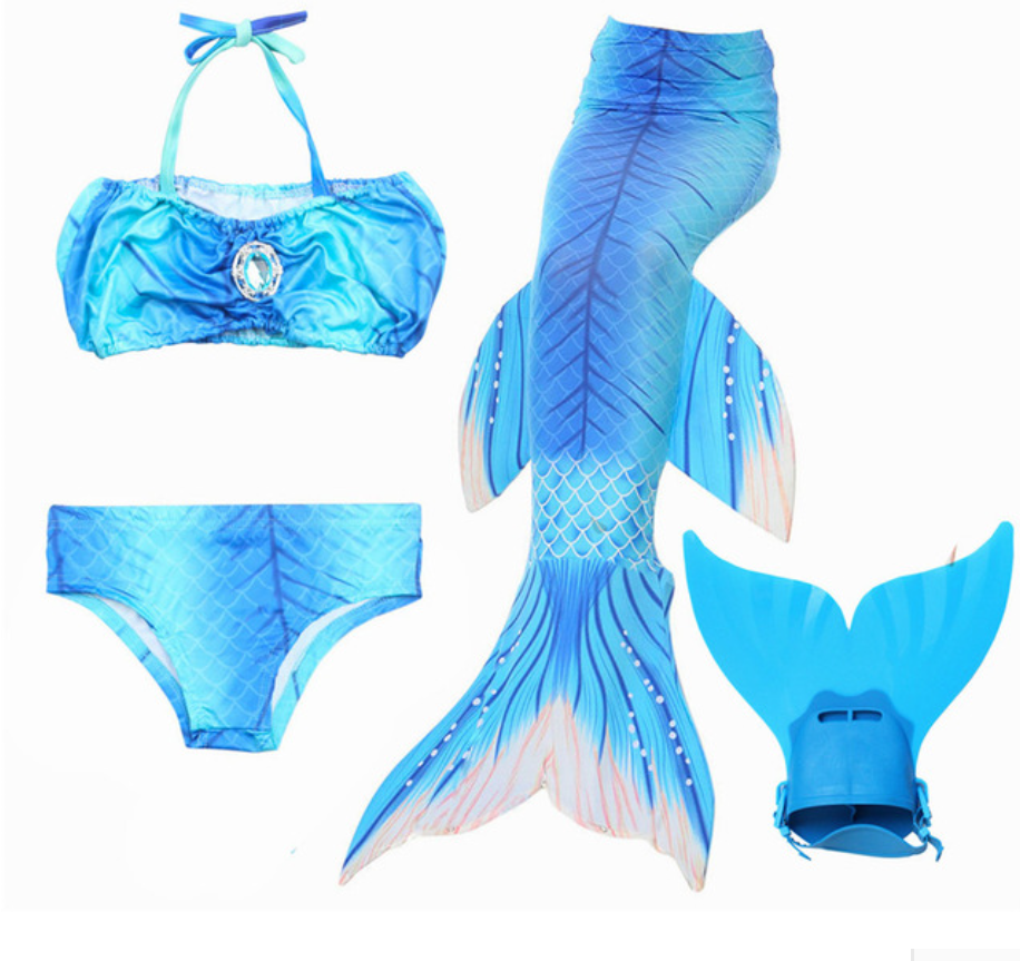 Mermaid Swim Tail Swimsuit Bikini Swimmable for Kids N with Fins Monof ...