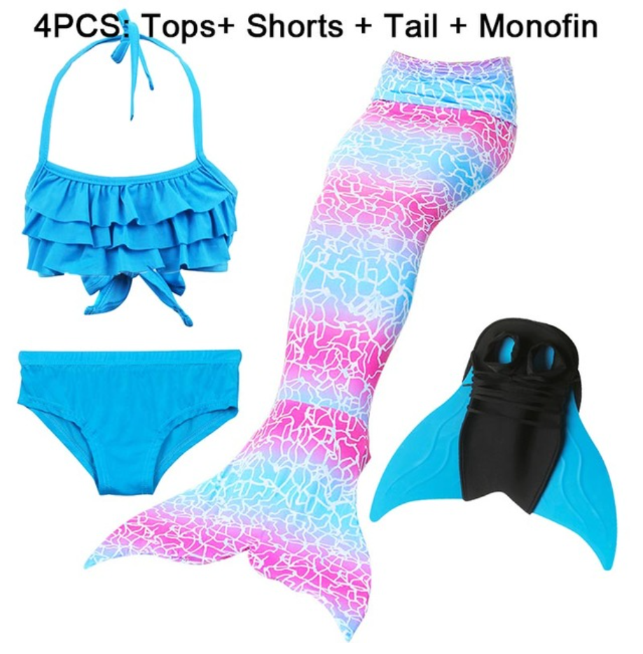 Girls Best Kids Mermaid Tail Swimwear Bikini for Swimming C with Fins ...