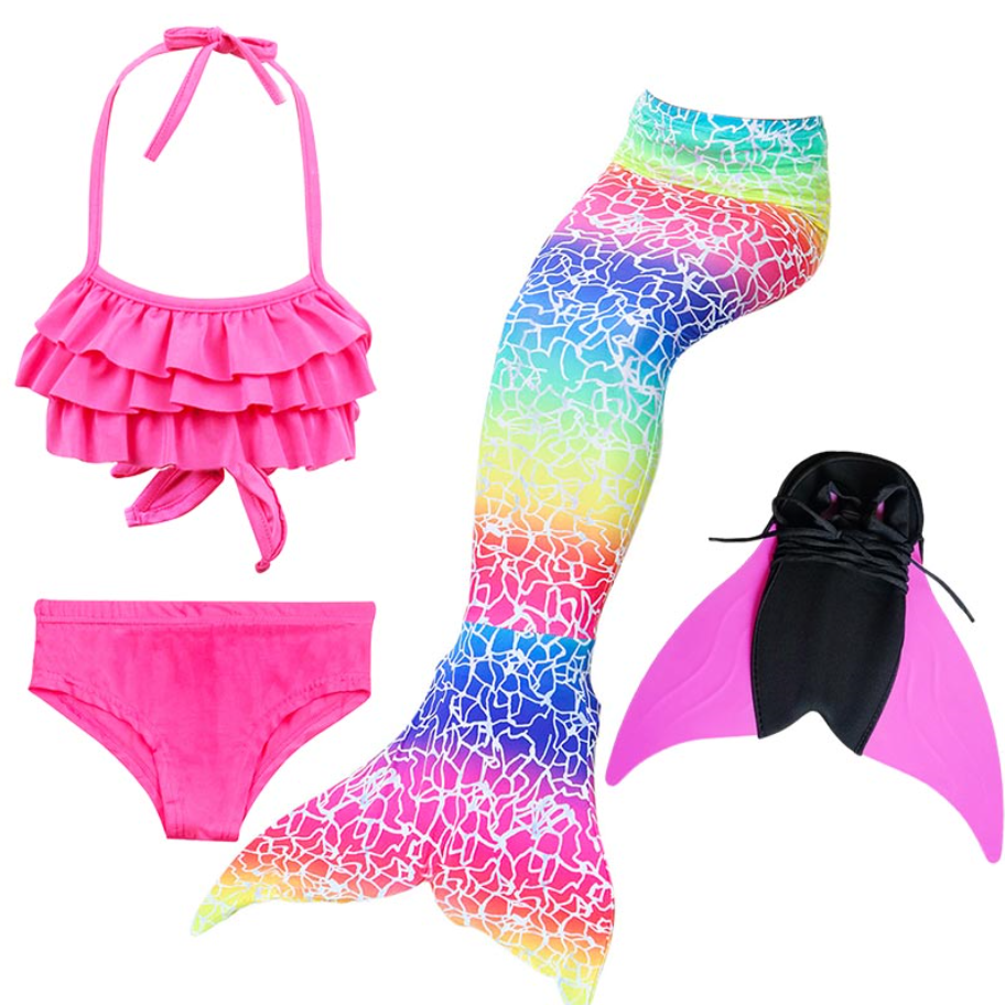 Girls Best Kids Mermaid Tail Swimwear Bikini for Swimming M with Fins ...