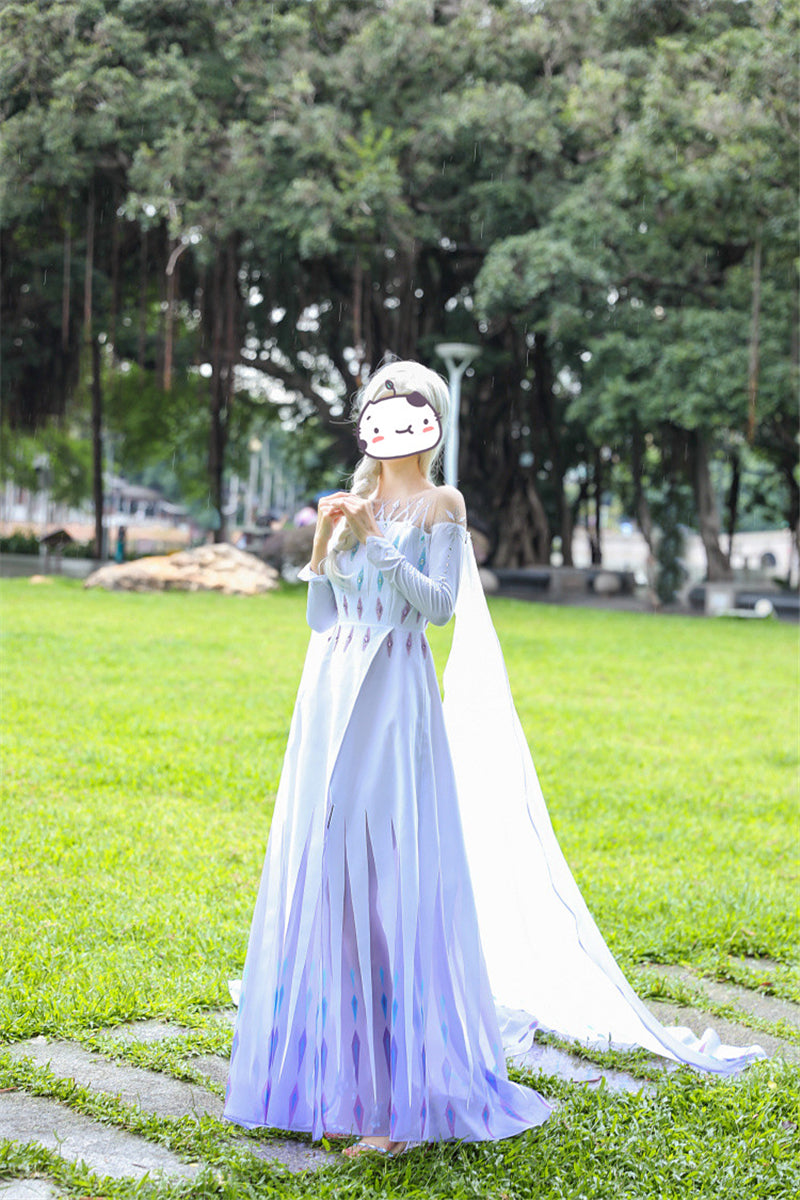 Frozen 2 Elsa White Dress, Princess Elsa Cosplay Costume